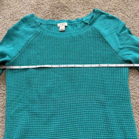 J. Crew waffle knit wool blend sweater in turquoise, size XS - Picture 5 of 6